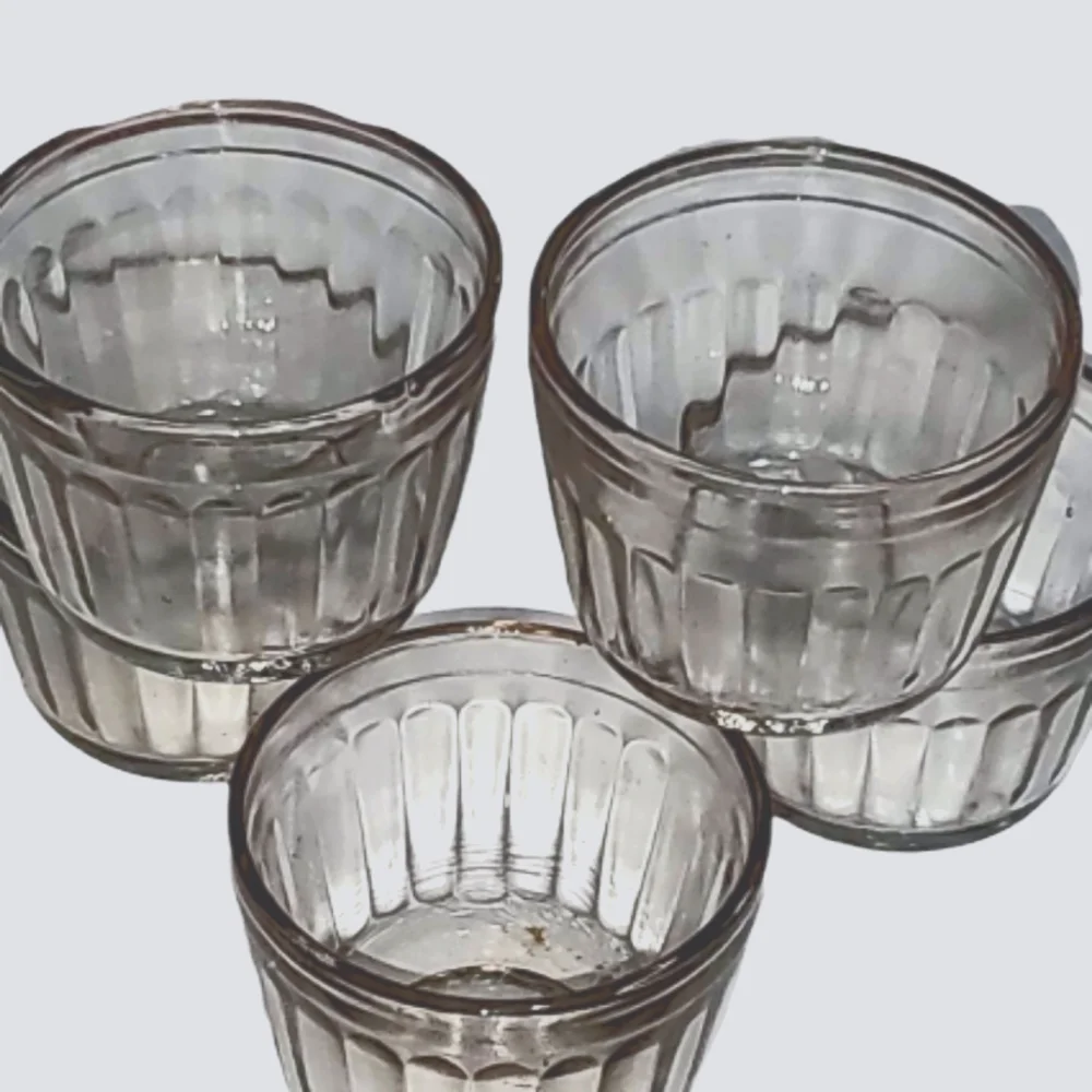Vintage Clear Glass Dessert Cups 5 Pieces Small Souffle Baking Dishes